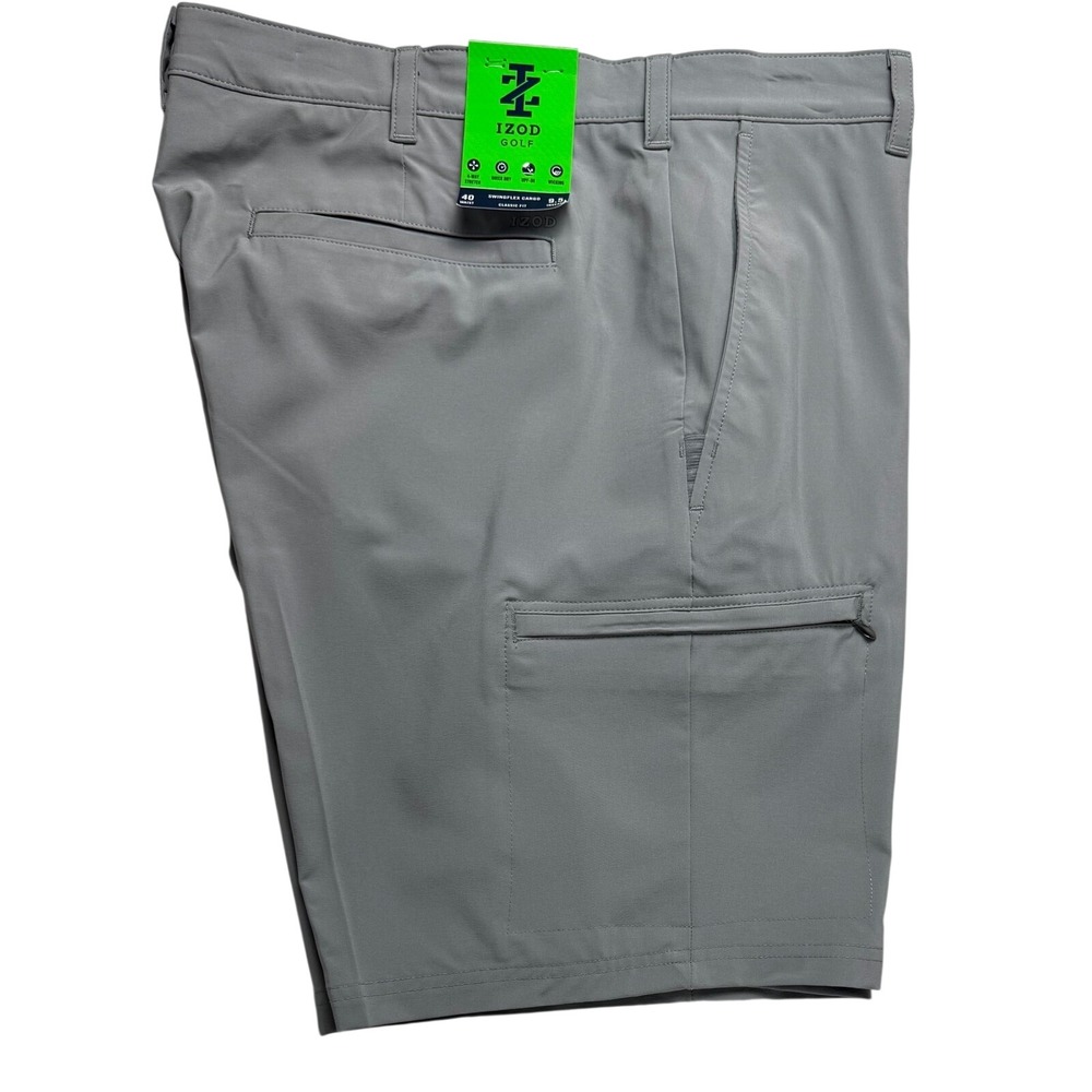 IZOD Golf Mens‎ Swingflex Cargo Shorts 40 Gray Cinder Block  NEW